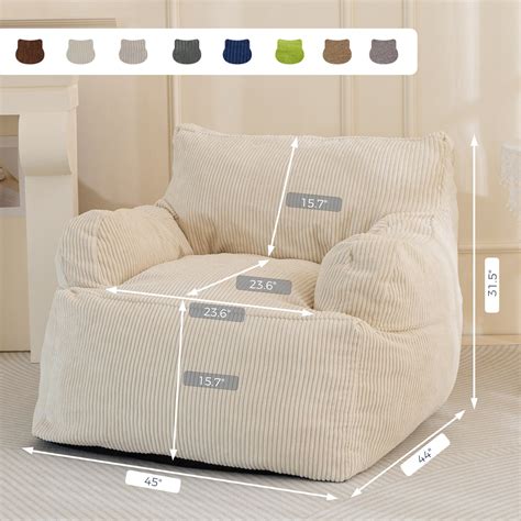 Maxyoyo Stuffed Bean Bag Couch For Living Room Beige Maxyoyo