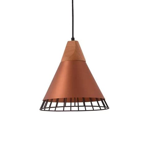 Lustre Pendente Startec Aramado Wood E27 Bivolt Cobre MadeiraMadeira