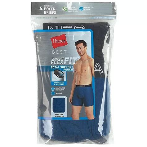 Hanes Ultimate Comfort Flex Fit 4 Pack Mens Boxer Briefs With Total