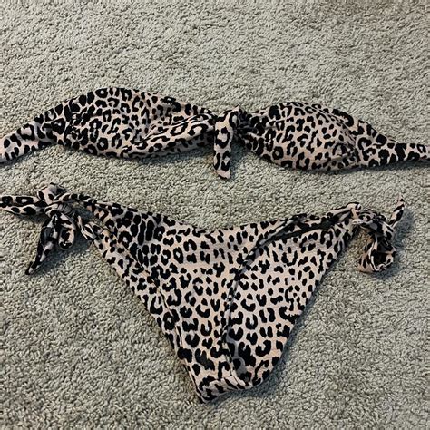 Leopard Print Bikini Top With Tie Side Wildprint Depop