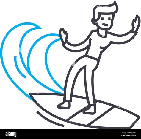 Surfing Linear Icon Concept Surfing Line Vector Sign Symbol