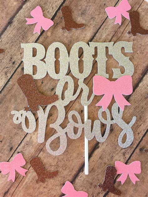 Boots Or Bows Gender Reveal Boots Or Bows Cake Topper Etsy