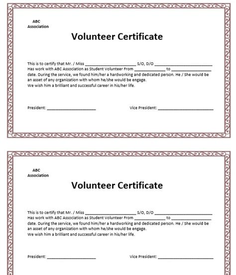 Volunteer Certificate Templates | Best Template Ideas