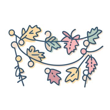 Fall Garland Vector Graphics, Colorful Autumn Leaves, A Lineal Icon ...