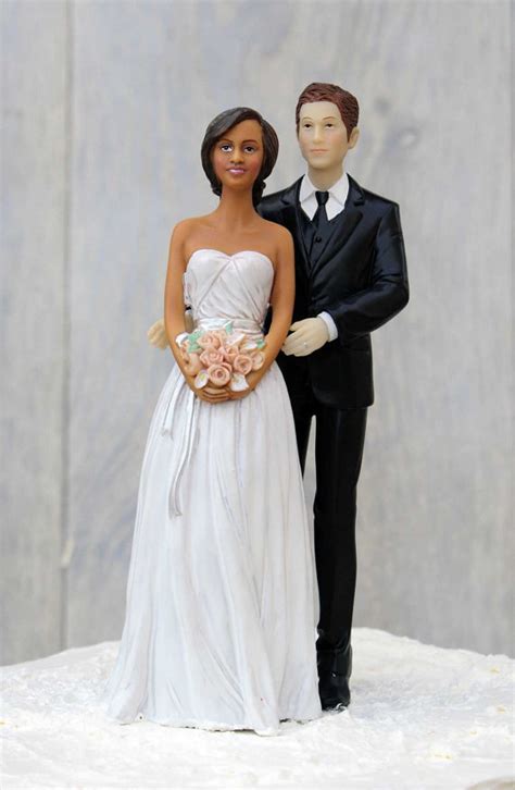 Event Party Supplies Chic Interracial Wedding Cake Topper Caucasian