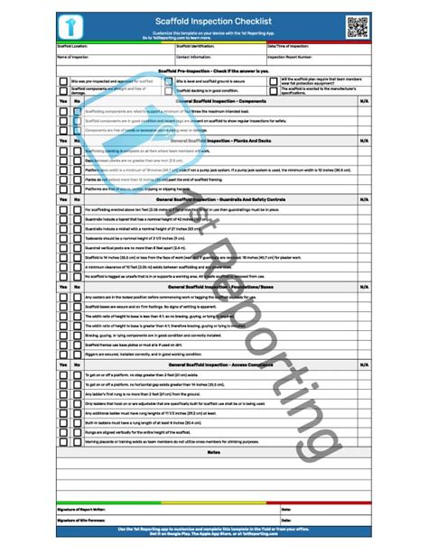 Scaffold Inspection Checklist