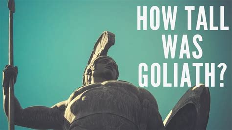 a statue with the words how tall was goliath?