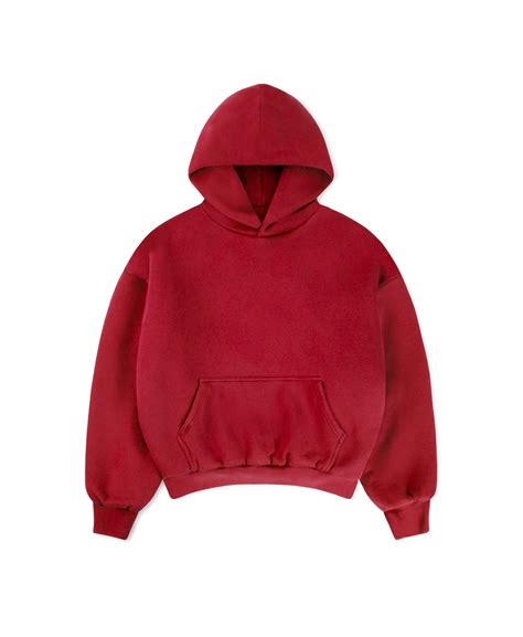1000 Gsm Dark Red Double Hoodie Velour Garments