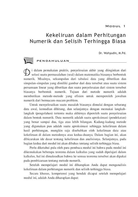 Pdf Kekeliruan Dalam Perhitungan Numerik Dan Selisih Terhingga