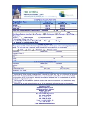 Fillable Online Nationalahec CONFERENCE REGISTRATION FORM Registration