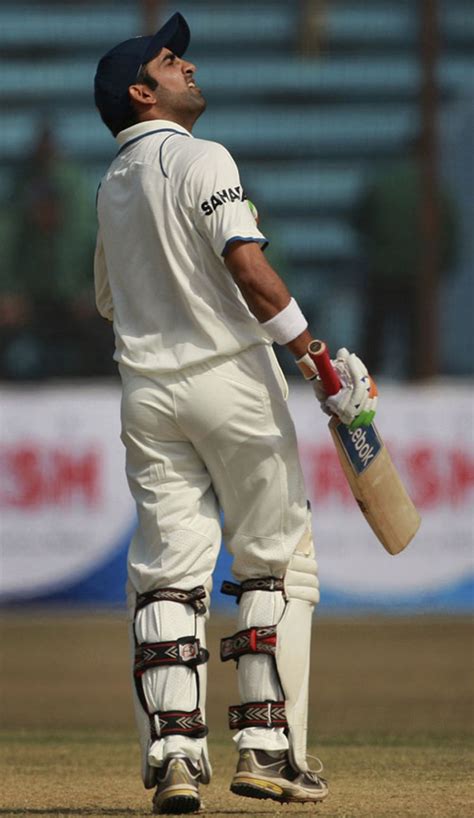 Gautam Gambhir looks heavenwards after reaching his ton | ESPNcricinfo.com