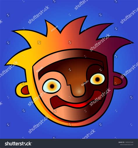 Funny Cartoon Head Vector Colorful Illustration Stock Vector (Royalty Free) 1309337440 ...