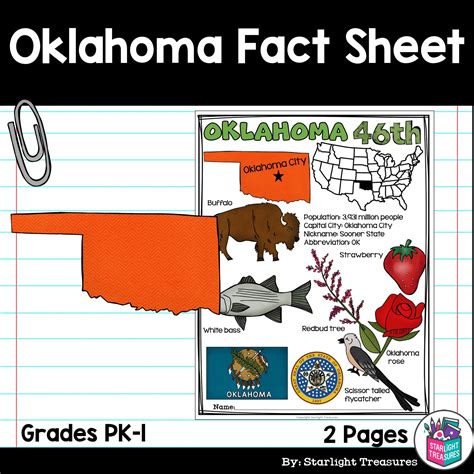 Oklahoma Fact Sheet A State Study Starlight Treasures Llc