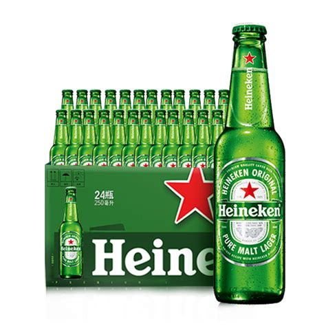 Heineken喜力啤酒瓶装250ml24瓶整箱装经典风味全麦酿造官方虎窝淘