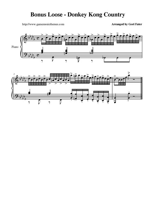 Game Music Themes Donkey Kong Country Sheet Music