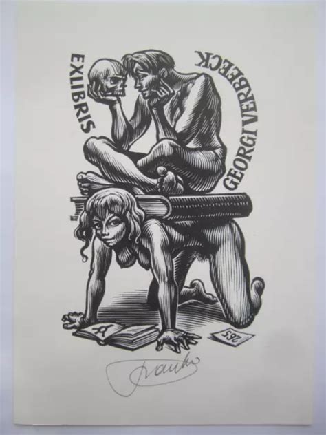 VAN DAMME IVO Exlibris Ex Libris Bookplate SIGNIERT Erotic Art Nude Akt