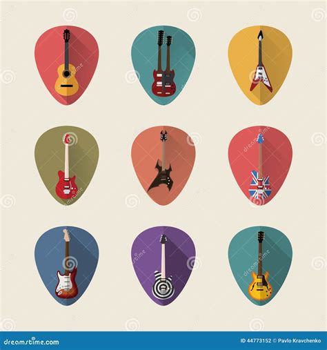 Guitars Flat Icon Set Stock Vector Illustration Of Acoustic 44773152