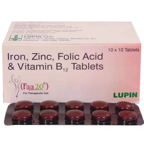 Iron Zinc Folic Acid Vitamin B Tablet X At Box In