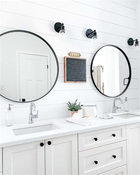 Modern Farmhouse White Shiplap Bathroom With Black Accents Soul And Lane