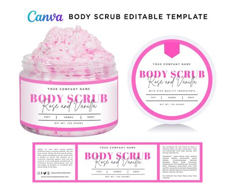 Bath Body Scrub Wrap Label Designs Sugar Scrub Labels Soak Etsy