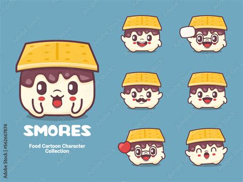 smores cartoon character food vector illustration Stock Vector | Adobe ...