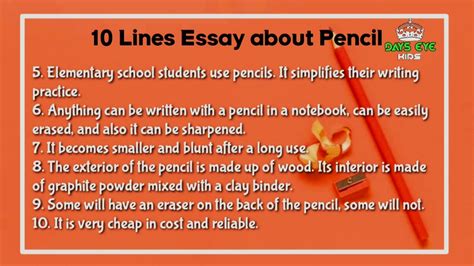 10 Lines Essay About Pencil School Stationary Items