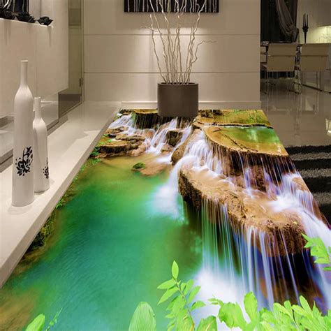 Beibehang Custom D Flooring Murals Self Adhesive Wallpaper Waterfall