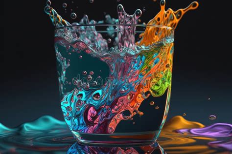 Colorful Water Splash In A Glass Illustration Ai Stock Illustration Illustration Of Circle