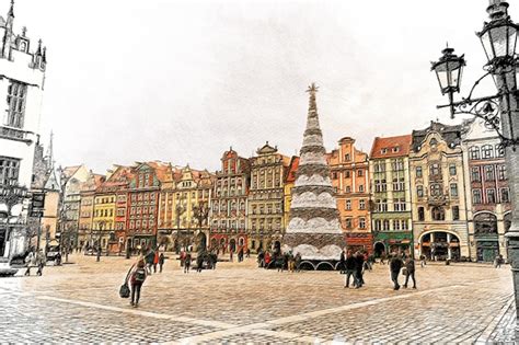 Premium Photo Wroclaw Poland Color Pencil Landscape