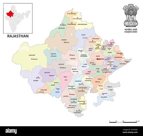 administrative district map   indian state  rajasthan