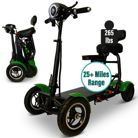 Folding Mobility Scooters For Adults 4 Wheel Powered Electric Scooter With Seat Green