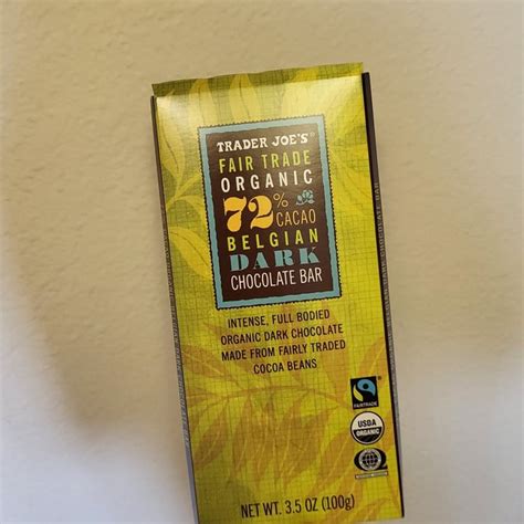 Trader Joes Fair Trade Organic 72 Cacao Belgian Dark Chocolate Bar Review Abillion