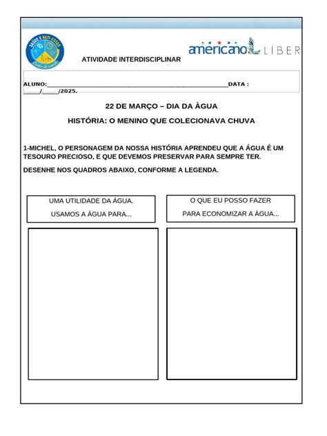 Dia Da Água 2025 Atividade