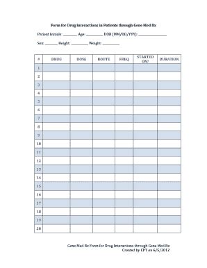 Fillable Online Cetr Rcm Upr Gene Med Rx Form For Drug Interactions