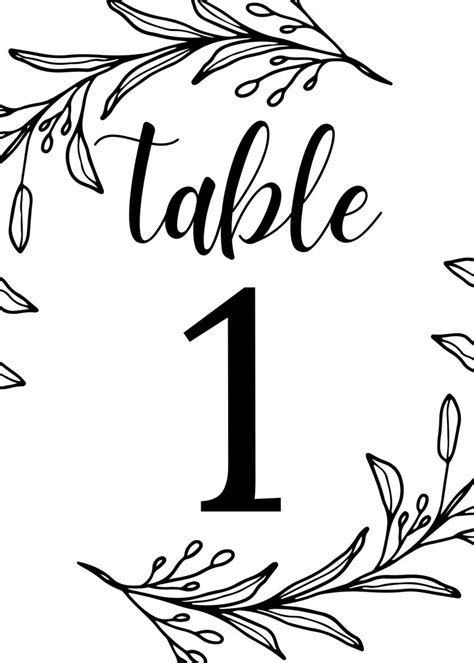 Wedding Table Numbers Printable Table Numbers Calligraphy Etsy