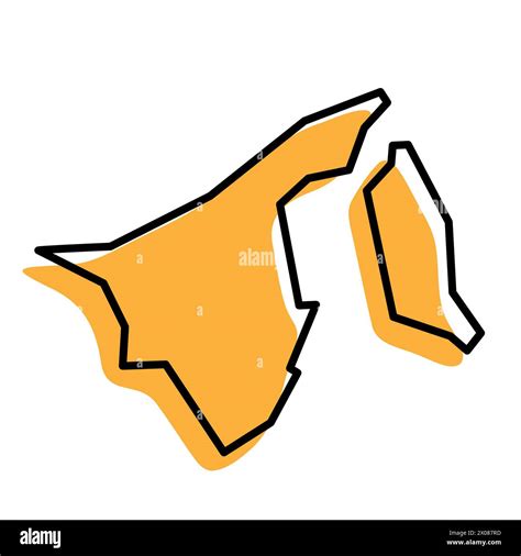 Brunei Country Simplified Map Orange Silhouette With Thick Black Sharp