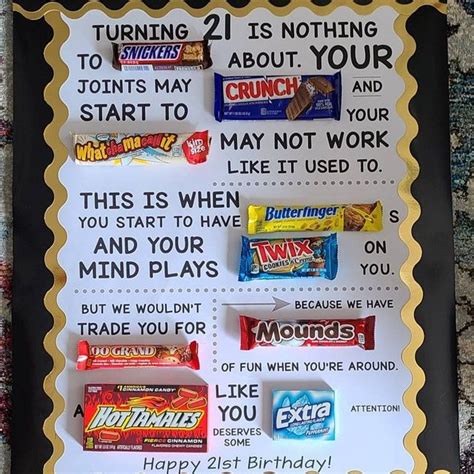 60th Birthday Printable Candy Poster Birthday Candy Sign Etsy Candy Birthday Party Happy 21st