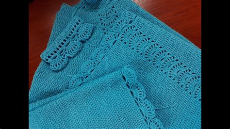 Платье крючком (голубое). Часть 7. Кайма. - YouTube