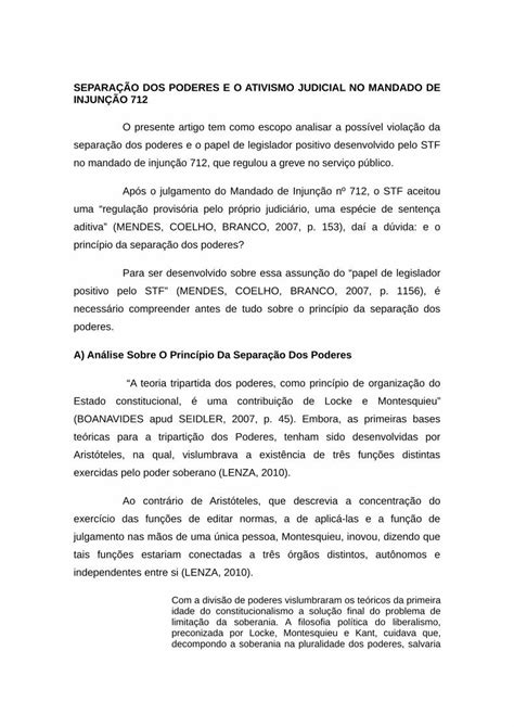 PDF SEPARAÇÃO DOS PODERES E O ATIVISMO JUDICIAL NO SEPARAÇÃO DOS