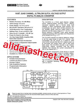 DAC8554 数据表 PDF Burr Brown TI