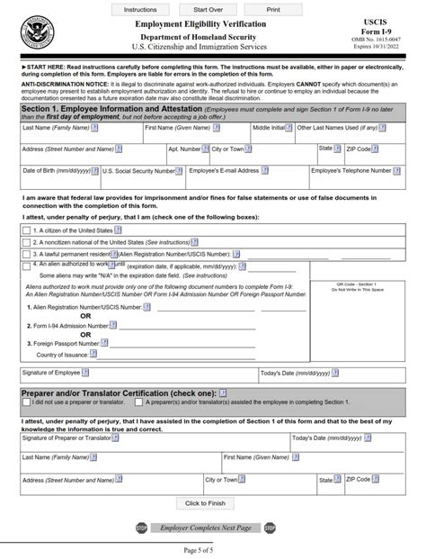 Fillable Uscis I 9 Employment Eligibility Verification Form Porn Sex