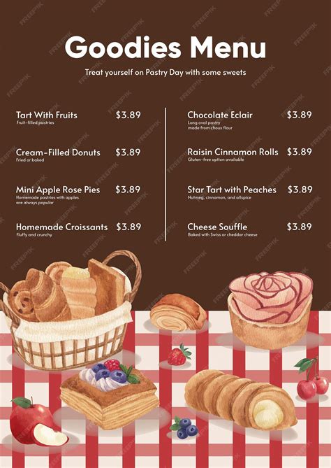 Premium Vector | Menu template with pastry day concept watercolor style