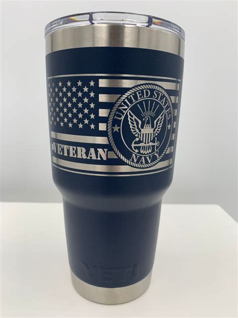 U S Navy Veteran Powder Coated YETI Tumbler US Navy YETI Etsy