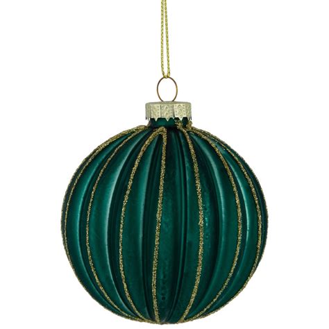 Northlight 4ct Green And Gold Textured Glass Christmas Ball Ornaments 3