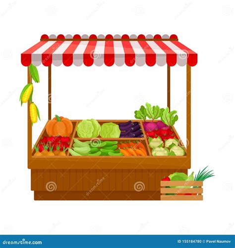 Tienda Del Mercado Que Vende Verduras Ilustraci N Del Vector En El