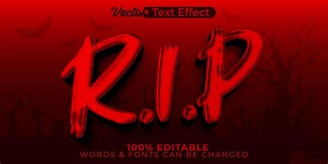 R I P Effet De Texte Vectoriel éditable Alphabet Mort Et Horreur Red