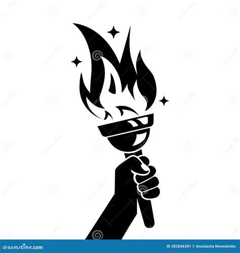 Hand With Flaming Torch Victory And Hornor Concept Vector