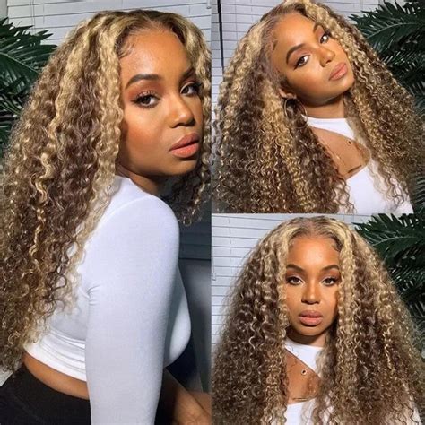 Julia Honey Blonde Water Wave Highlighted Wig X Lace Front Human Hair Wigs Pre Plucked Piano