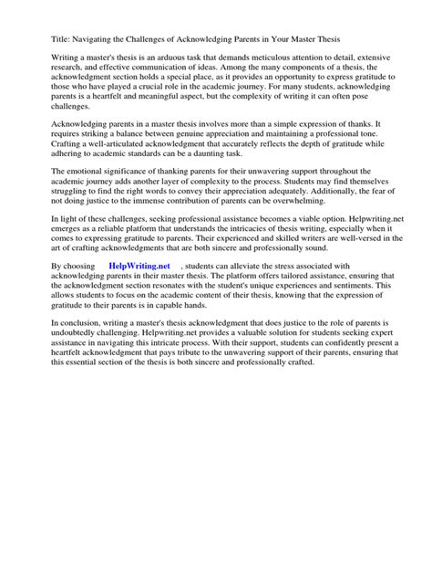 Acknowledgement Master Thesis Parents | PDF | Thesis | Gratitude