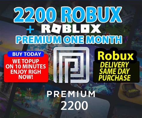 2200 Robux One Month Roblox Premium